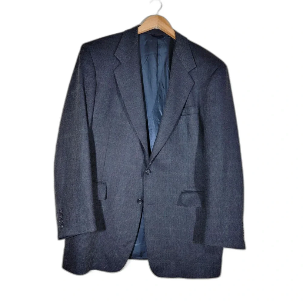Mark Shale Windowpane Black Suit Jacket Sport Coat Blazer - 42XL